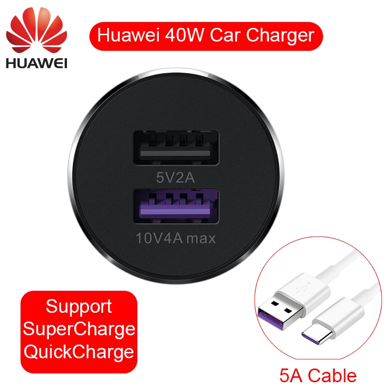 Автомобильное зарядное устройство huawei Originele Auto 40 Вт Supercharge USB Type C cabe быстрое P30 Mate20