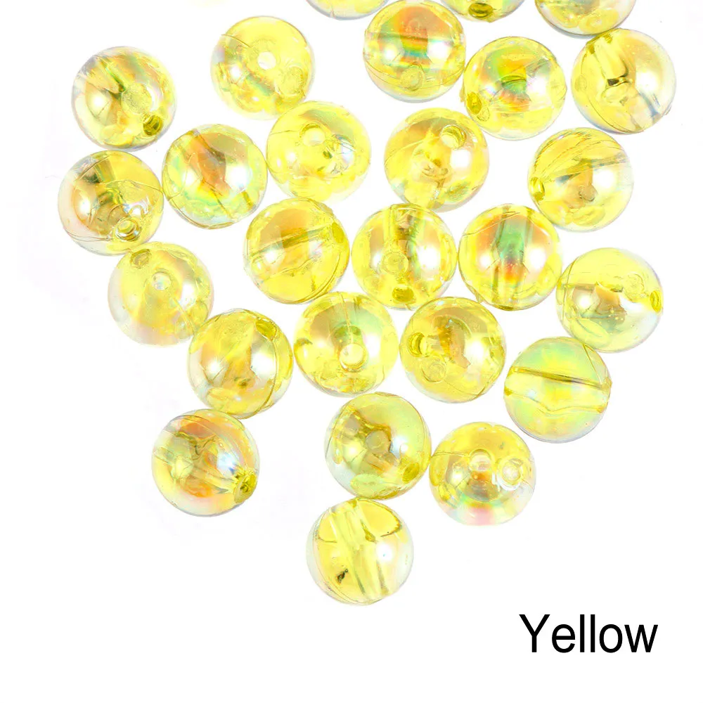 NEW 50pcs 8mm Colorful DIY Beads Round Acrylic Handmade Beads with Hole for Craft Making DIY Bracelet Necklace - Цвет: yellow