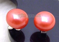 sale 8 8 5mm light red flat natural freshwater high quality pearl earring silver s925 stud ear375 wholesaleretail free shipping