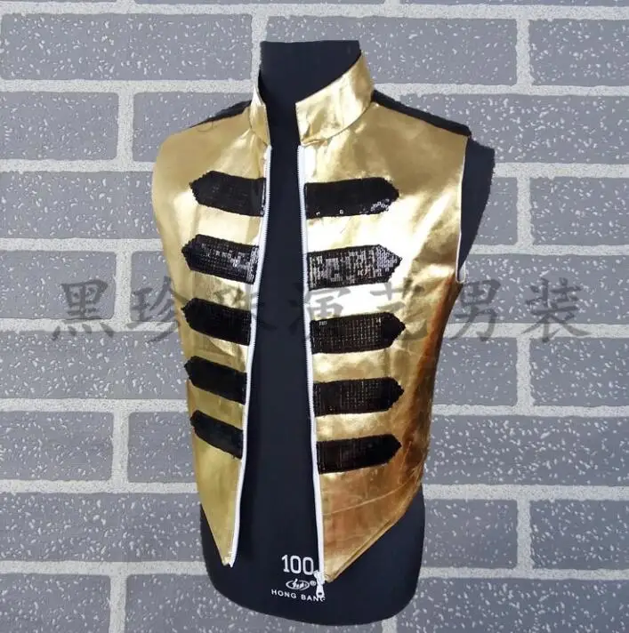 2020 summer style personality slim male sleeveless sequins vest men punk rock costumes hombre chalecos singer dance stage star
