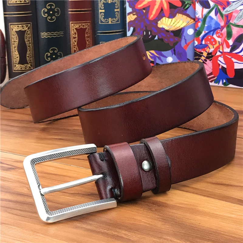 

Quality Men Belt Genuine Leather Vintage Pin Belt Buckle Belts Men Leather Ceinture Homme Wide Waist Belt Riem Strap MBT0042S