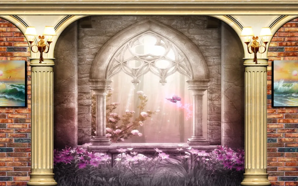 На заказ любой размер европейская занавеска кирпичная стена Римский столб