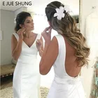 Белое Атласное простое свадебное платье-Русалка E JUE SHUNG 2020, пляжные платья невесты с открытой спиной, vestido de noiva robe de mariee