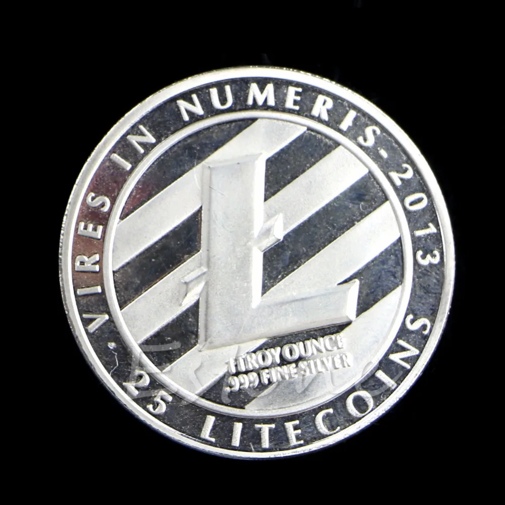 Коллекционная монета 1 унция Посеребренная медальон 25 LTC Litecoin Vires с цифрами