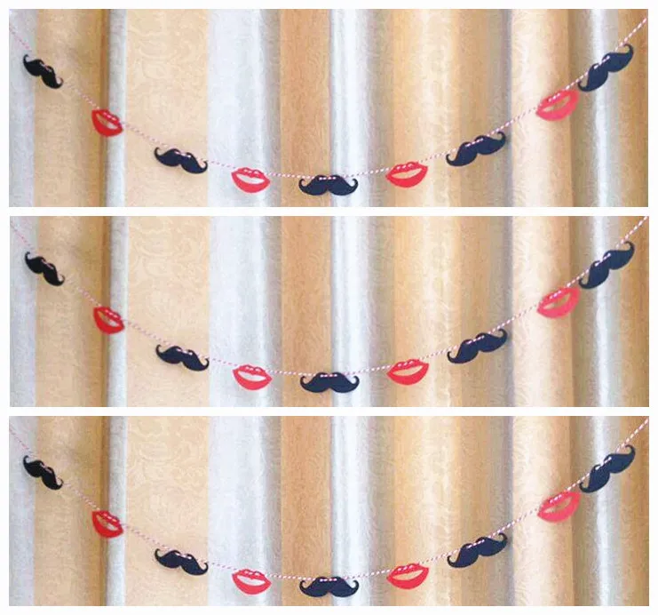 Бесплатная доставка 1 набор оригинальность усы и губы Гирлянда Свадьба День