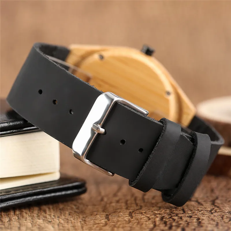 Мужские часы из бамбука и натурального дерева ручной работы с гравировкой цифры