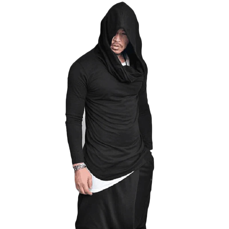 Новая мода Для мужчин плащ накидка с капюшоном пуловер куча воротник длинным