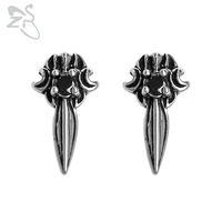 zs 316l stainless steel cz earrings men sword black zircon gothic mens punk stud earring fashion biker jewelry rock earrings
