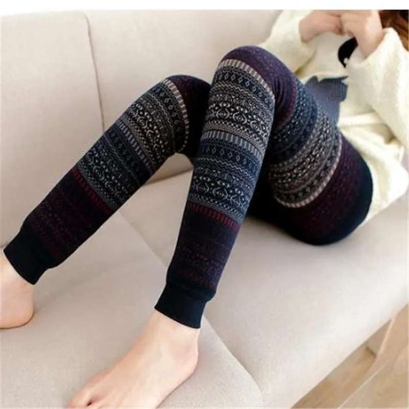 Navy blue Новинка года; Рождественские зимние плотные теплые леггинсы для девочек; черные бархатные леггинсы с флисовой подкладкой для фитнеса в стиле панк; D123 - Цвет: Navy blue