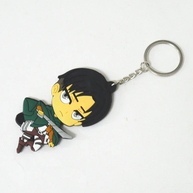 4 шт./компл. силиконовый брелок для ключей Levi Ackerman Eren Jaeger Armin Arlart Mikasa Прямая