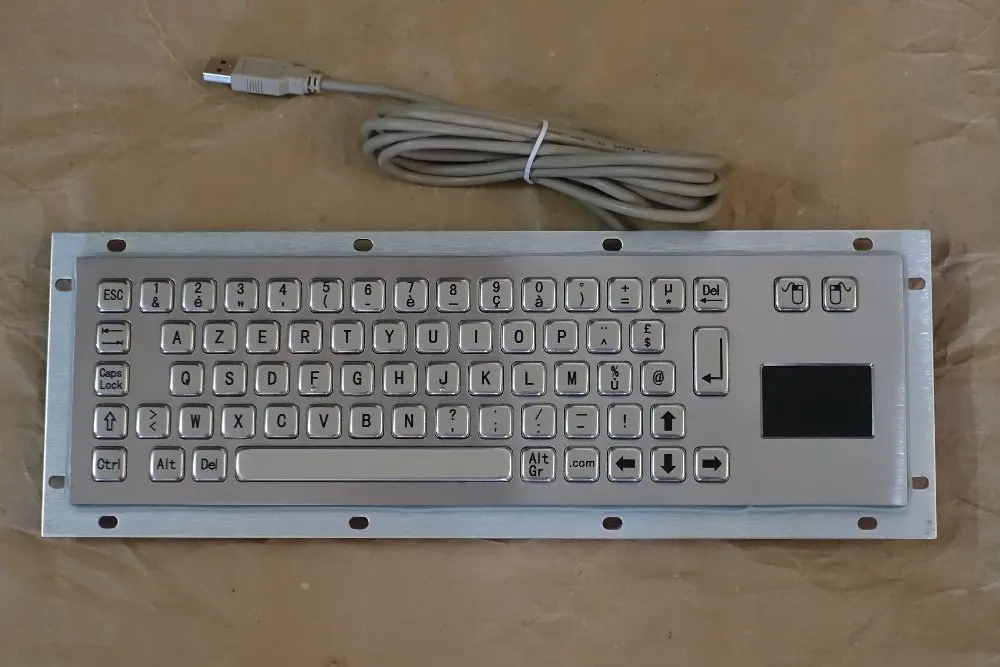 65 клавиш металлическая клавиатура с тачпадом промышленная из нержавеющей стали