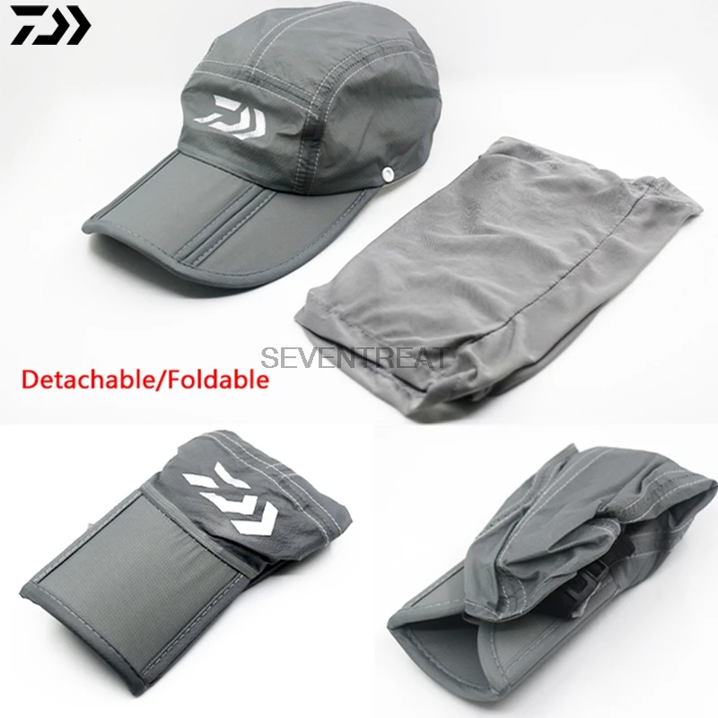 Brand Daiwa Dawa Gray Blue Fishing Hat Outdoor Sport Hiking Visor UV Protection Face Neck Cover Sun Protcet Cap | Спорт и