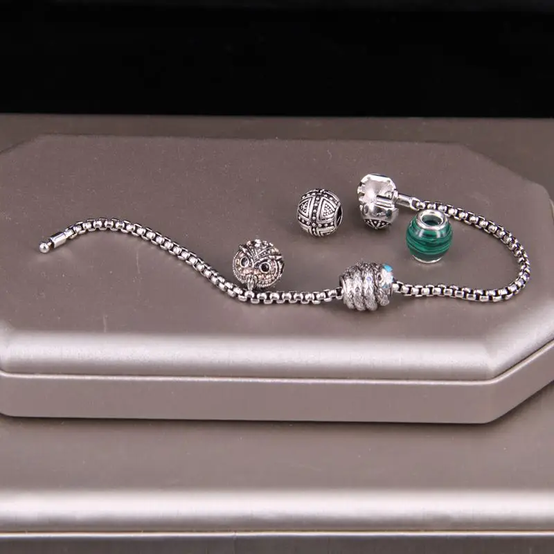 

Thomas Artificial malachite Bead Bracelet Bead, European Rebel Heart Style Fine Jewelry For Men TS B193