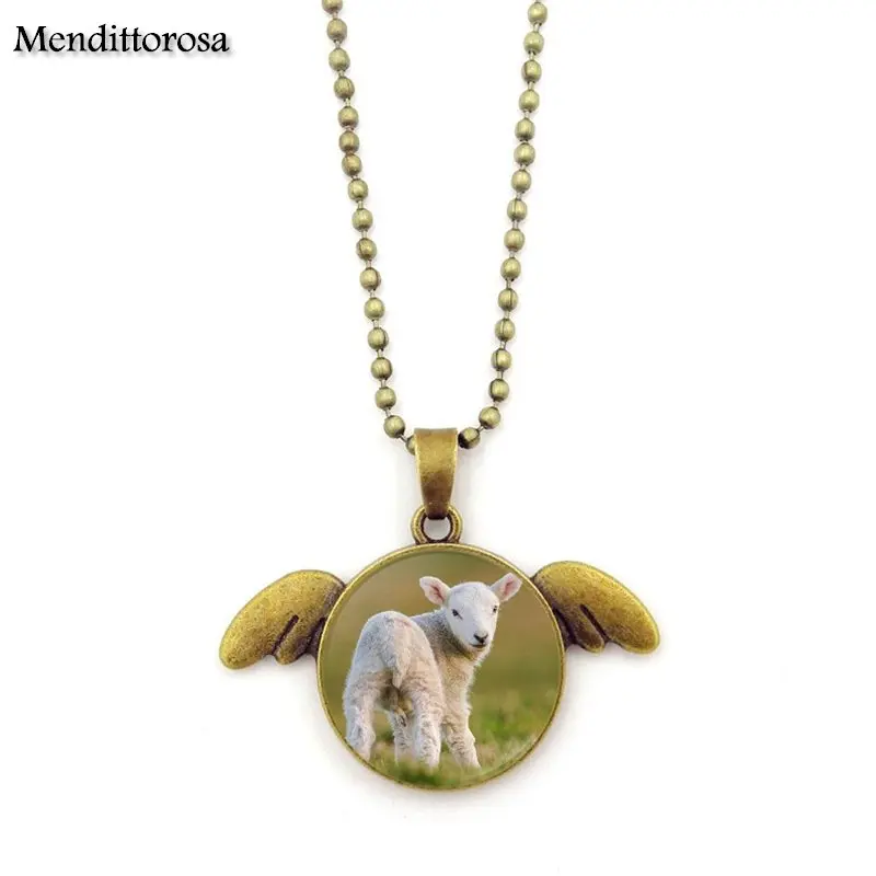 Ожерелье Mendittorosa Statement Handmade Bronze Color Glass для женщин, прекрасный длинный украшение с крыльями ангела, подарок в виде ювелирных изделий с изображением козла.