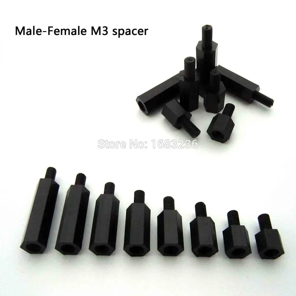 50 шт. черные пластиковые нейлоновые прокладки M3 3 мм M3x5/10/20/25/30 + 6 мм|6mm m3|spacers