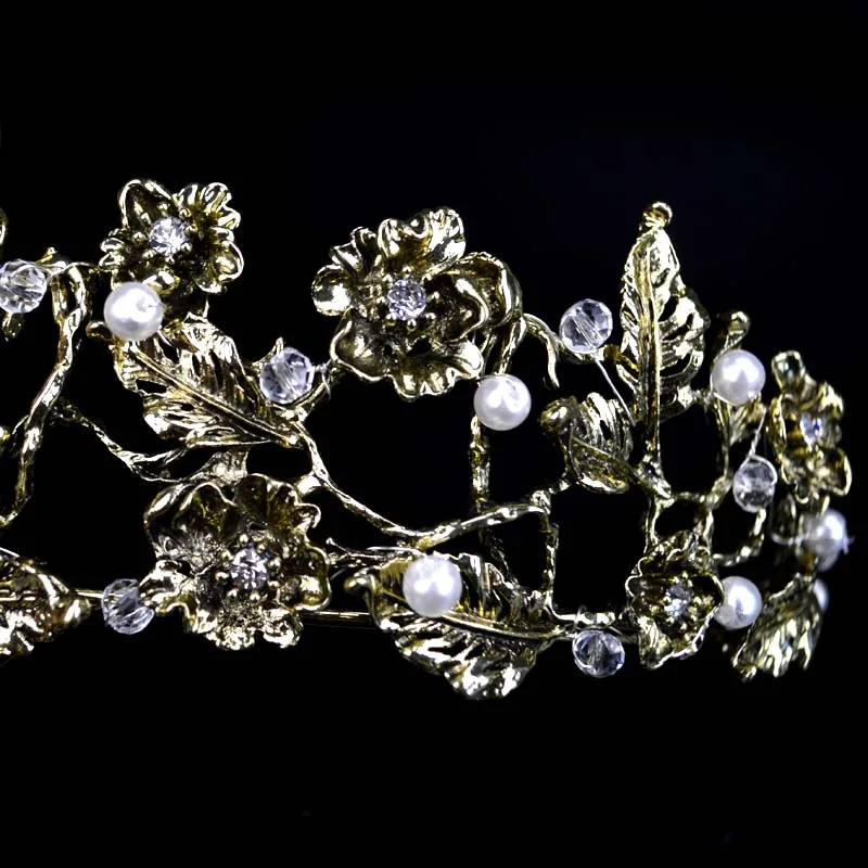 Стиль барокко ретро роскошный лист кристалл Серебряная корона свадебное