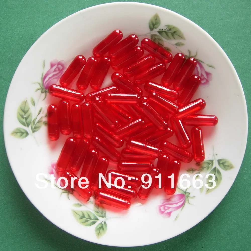 100pcs 0# red translucent colored capsule empty gelatin capsules sizes (joined or seperated available! ) | Дом и сад