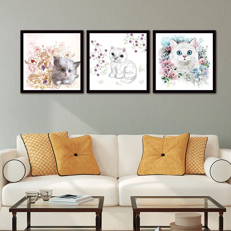 Акварель Минималистский Kawaii Животные Кошки Печать на Холсте Афиша Nordic Уолл