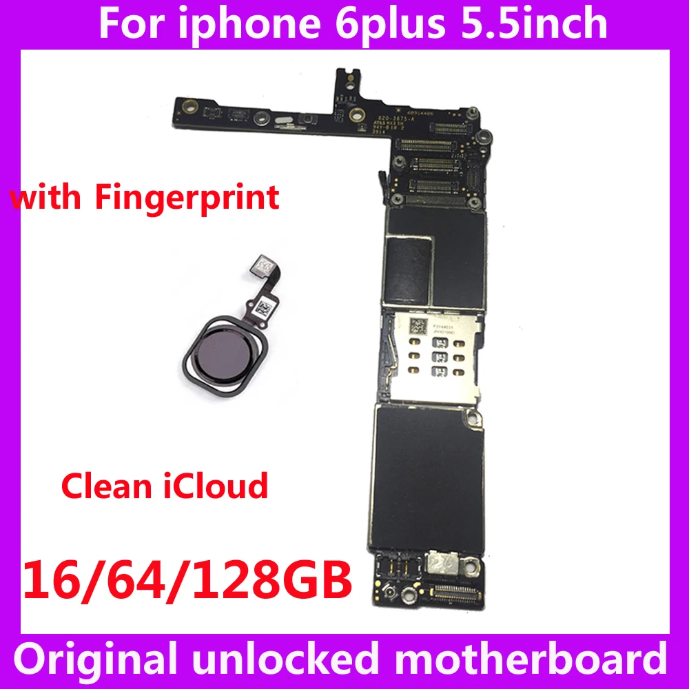 Заводская разблокированная материнская плата с/без touch ID для iphone 6 plus Plus 16 Гб 64 128