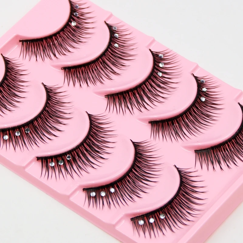 YOKPN Кристальные накладные ресницы натуральный голый макияж тонкий с поддельными