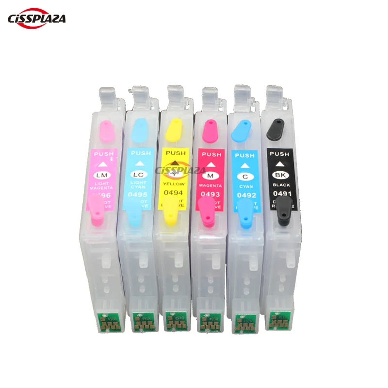 

CISSPLAZA T0491 491 refillable ink cartridge compatible for epson R210 R310 RX510 R230 R350 RX510/RX630 with ARC chip