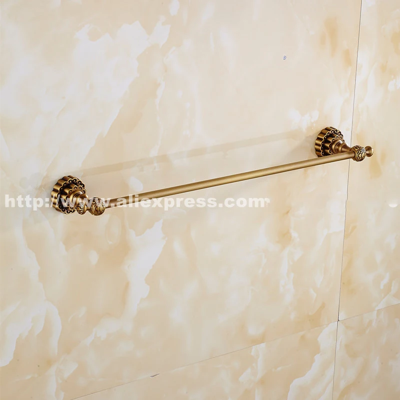 Античная латунь одно Полотенце Бар Ванная комната зеленый камень вешалка для