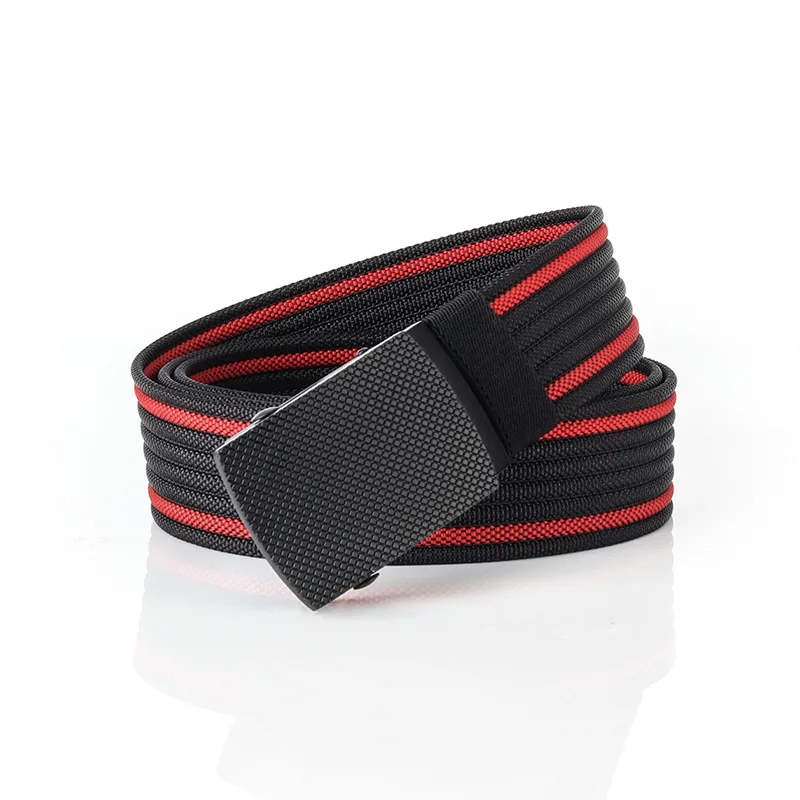 Black and red GFOHUO Роскошные Индивидуальные Дизайнерские мужские тактические нейлоновые ремни с пряжкой из сплава дышащие спортивные холщовые пояса - Цвет: Black and red