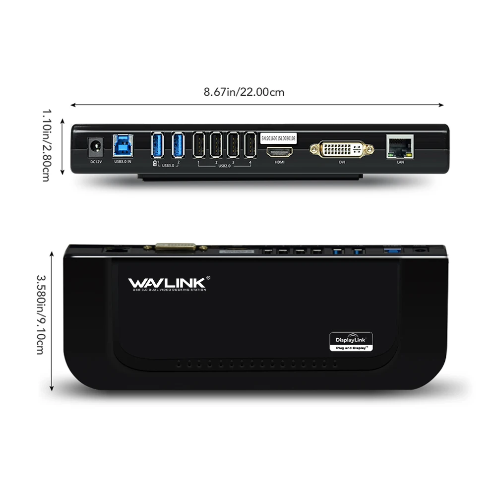Wavlink USB 3,0 Универсальная док-станция с двойным дисплеем Поддержка HDMI/DVI/VGA с 6 портами usb внешний гигабитный Ethernet HD 1080p