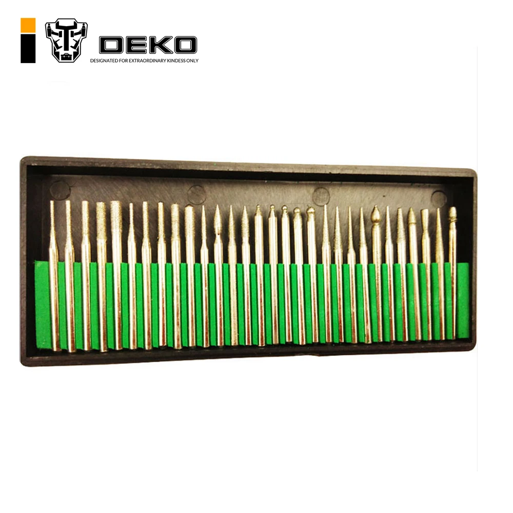 DEKO 1 Набор/30 шт. 3 мм титановые биты Dremel, высококачественные шаровые металлические электрические алмазные шлифовальные головки, инструменты для резьбы по нефриту