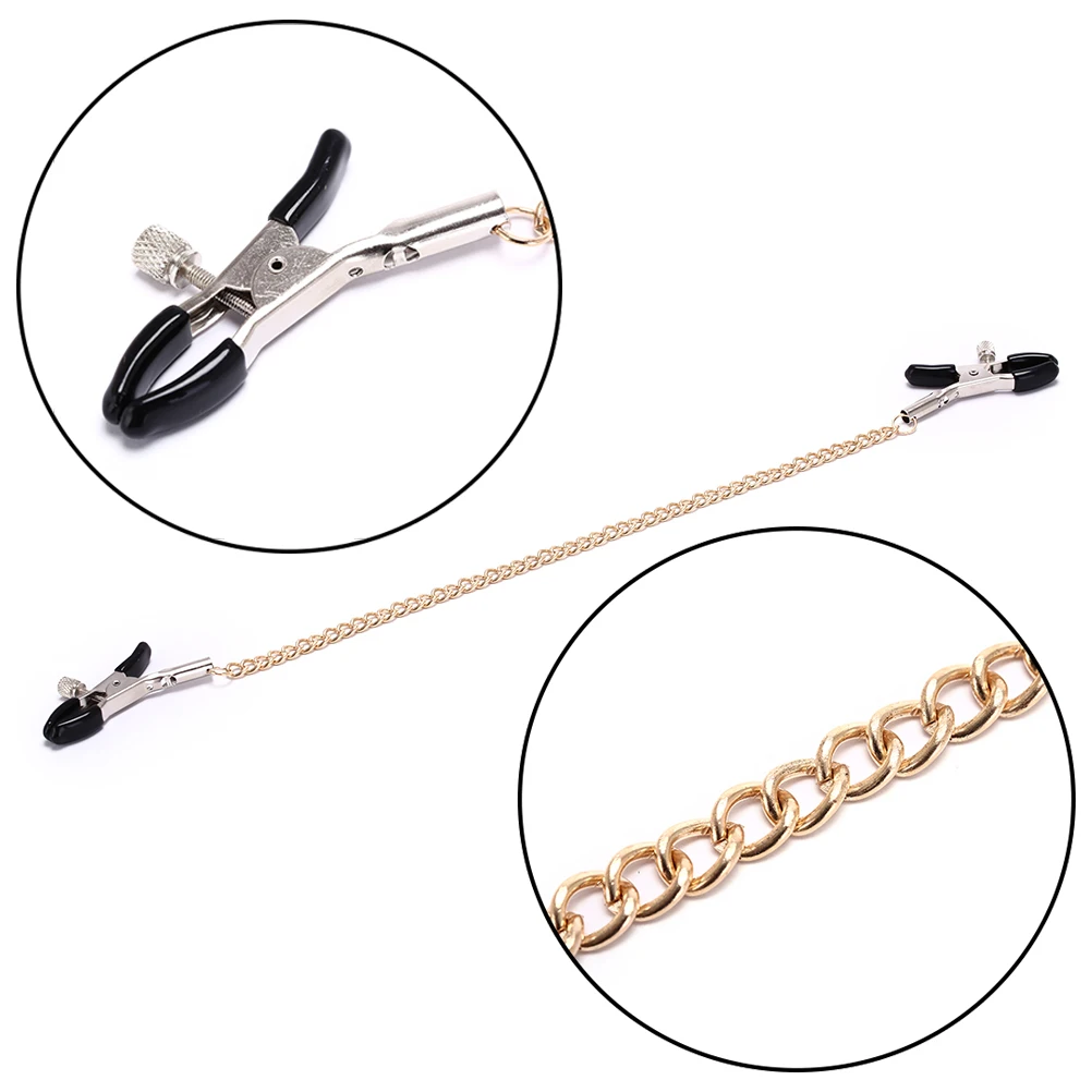

Body Massager Metal Nipple Clamps with Gold Chain Erotic for Women Nipple Clips