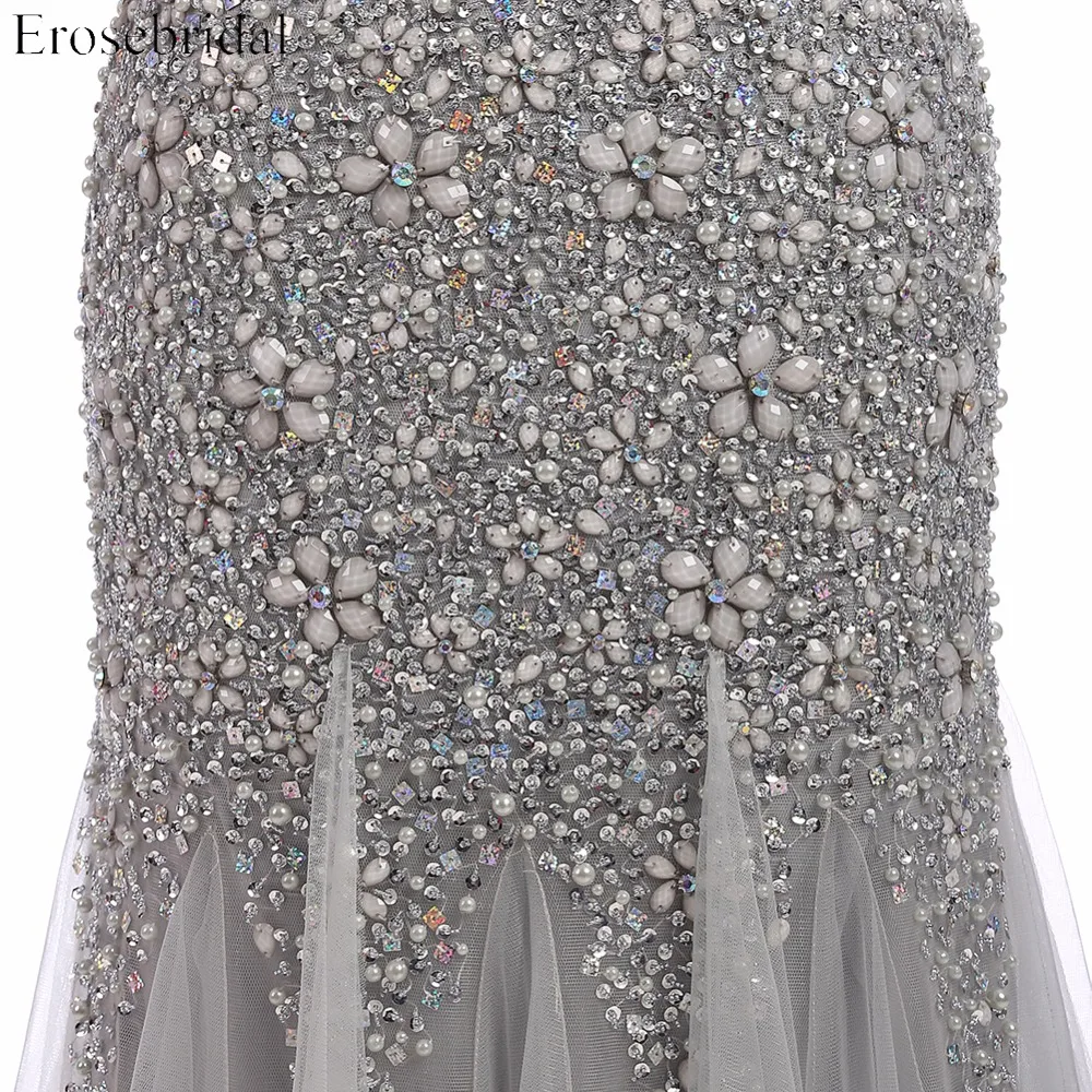 Женское вечернее платье Русалка Erosebridal серое Элегантное Длинное Платье с