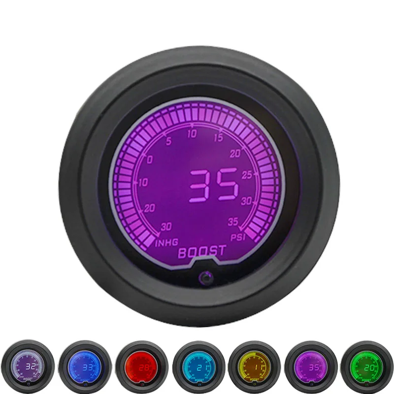Boost gauge 52 мм Boost/температура воды/Температура масла/Вольт/Тахометр/EGT/соотношение воздушного топлива/Датчик давления масла ЖК цифровой 7 цветов дисплей - Цвет: Boost gauge