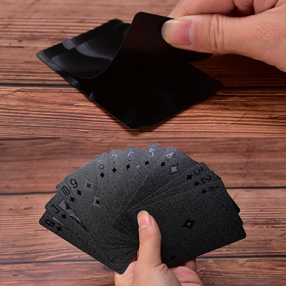 

52PCS=1Set Plastic Black Diamond Poker Cards Creative Gift Standard Playing Cards Waterproof Black Playing Cards Collection