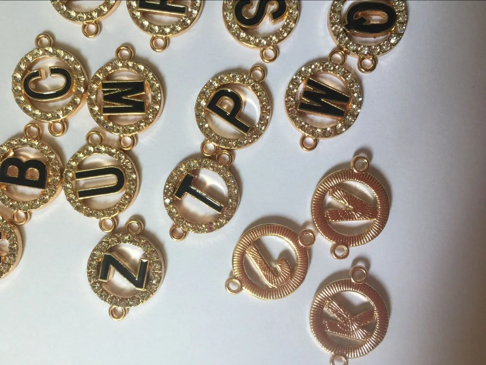 Позолоченные бусины-соединители для букв круглые Разъемы браслетов ювелирных