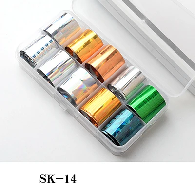 SK-14 10 шт./компл. ногтей Фольга лазерный дизайн Стикеры нейл-арта Стикеры в штучной упаковке 15 видов стилей звездного неба наклейка 100*2,4 см Маникюр украшения DIY NSK - Цвет: SK-14