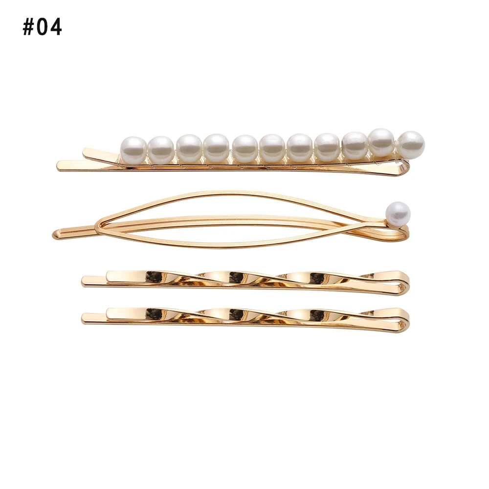 Pearl Hairgrips 4 1 Набор, минималистичные геометрические жемчужные золотые заколки для волос, нестандартные металлические заколки для волос, заколки для девочек, заколки для волос, аксессуары для укладки волос - Цвет: Pearl Hairgrips 4