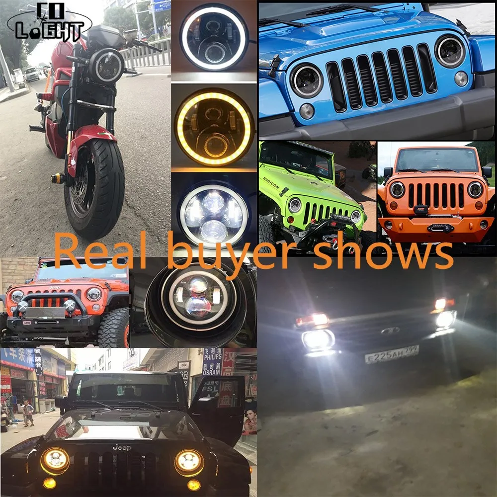 CO LIGHT 7Inch Round Led Headlight 12V 50W with Angel Eye Turn Signal Lights for 97-15 Jeep Wrangler Toyota Lada Car styling | Автомобили