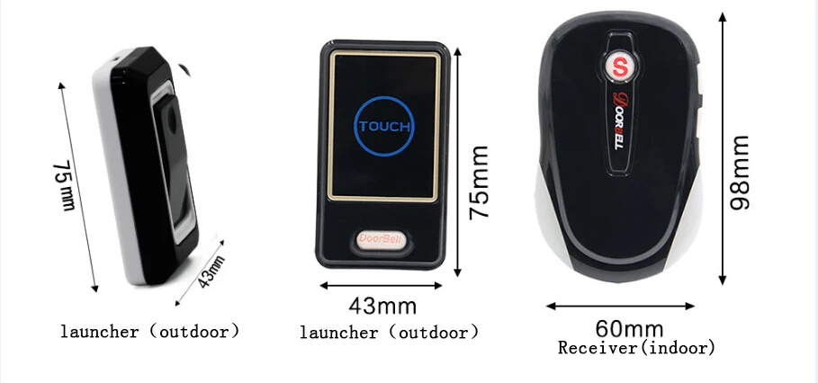 США ЕС Стандартный беспроводной дверной звонок водонепроницаемый вставной с 1