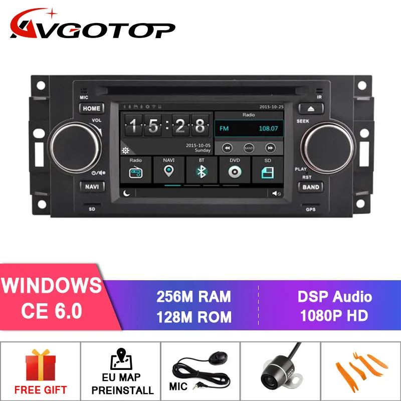 AVGOTOP Android 10 Wince автомобильный радиоприемник DVD-плеер для CHRYSLER 300C 2G 16G GPS Мультимедиа