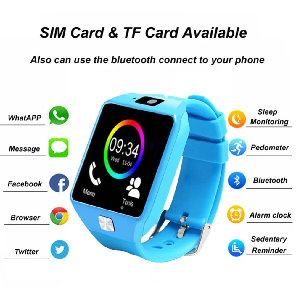 Timethinker Смарт-часы Цифровые Bluetooth SIM TF карта камера для Apple iPhone Samsung Android мобильный