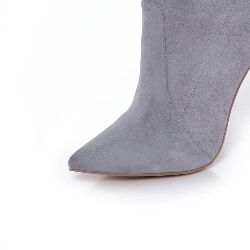 PRICHICELLA 8 см 10 см серый натуральная кожа сапоги выше колена высокие ботинки size34-42
