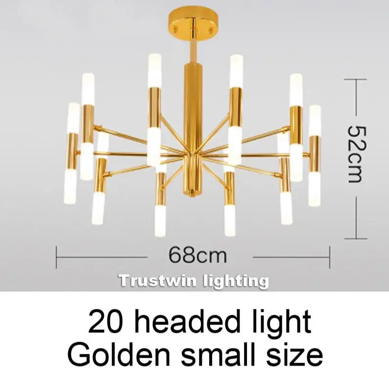 Golden 20 head small Европейский простой подвесной светильник с трубкой, подвесной светильник, светодиодный подвесной светильник, современный фойе, гостиная, прихожая светодиодный подвесной светильник - Цвет корпуса: Golden 20 head small