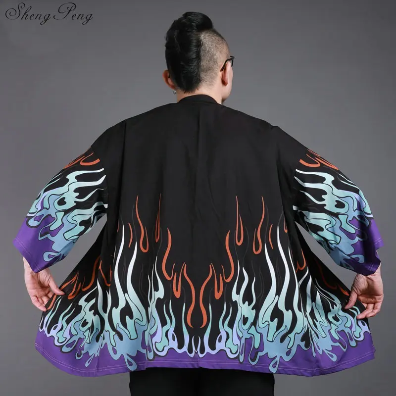 Japanese kimono cardigan men Japan clothing shirt male yukata traditional japanese kimonos Q675 | Тематическая одежда и