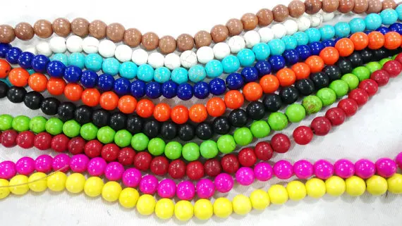 

25%off-- 5strands 2-20mm Howlite Turquoise stone Round Ball assortment loose Bead
