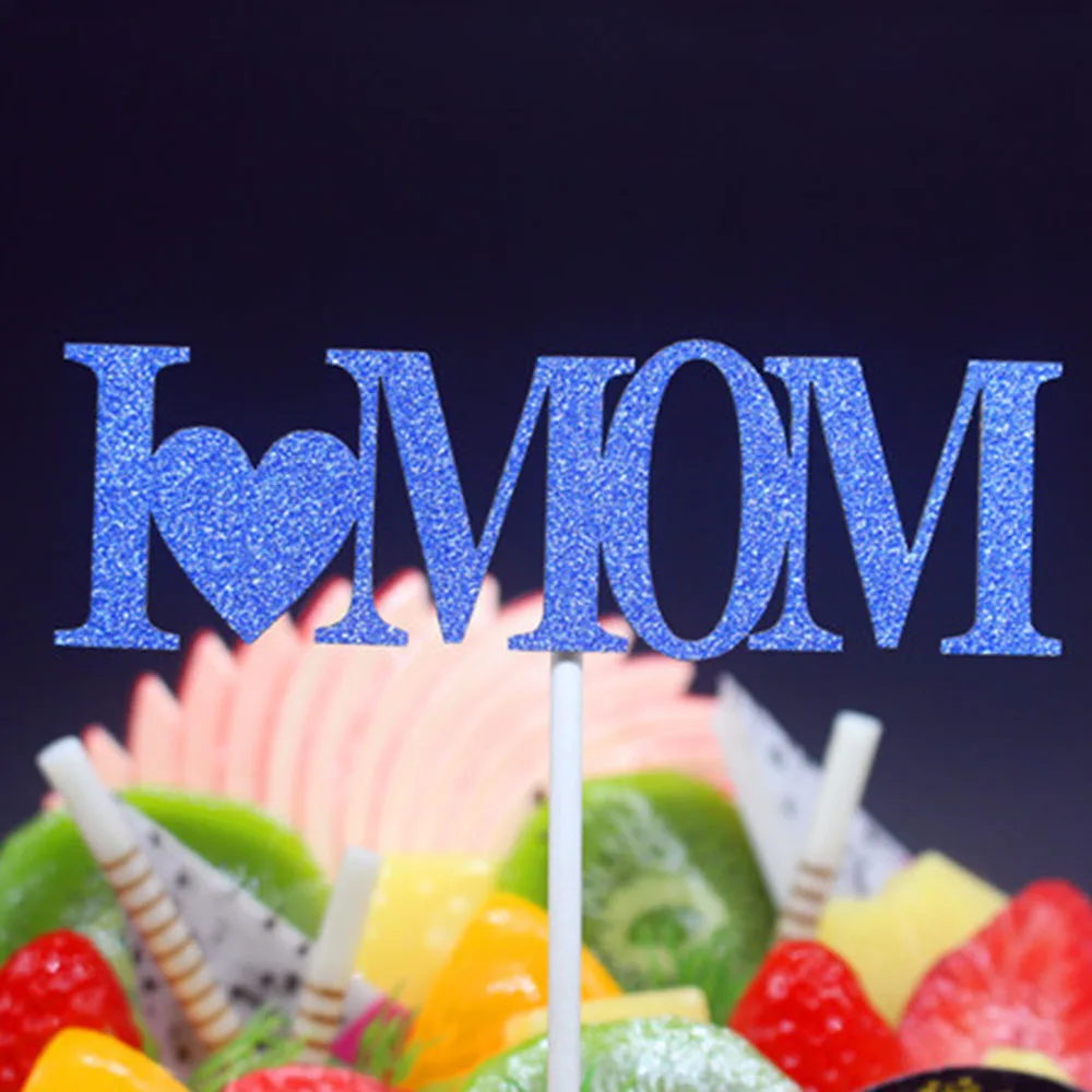 Dark blue MoM День отца день матери Happy украшение для именинного торта Торт Топ бамбуковый флаг аксессуары для день рождения свадебные принадлежности - Цвет: Dark blue MoM