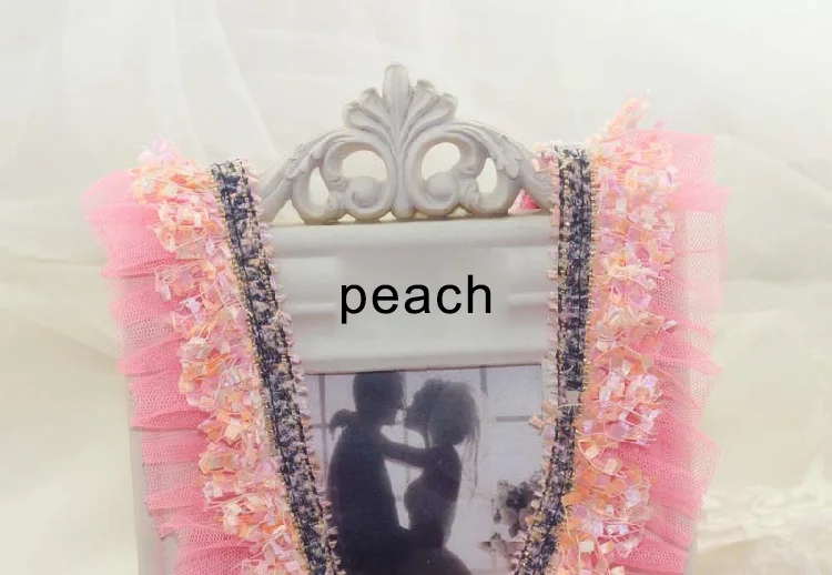 peach 3 метра шифоновая сетка плиссированная кружевная отделка кукольная юбка плюшевая игрушка декоративная кружевная лента бахрома отделка DIY платье Швейные аксессуары - Цвет: peach