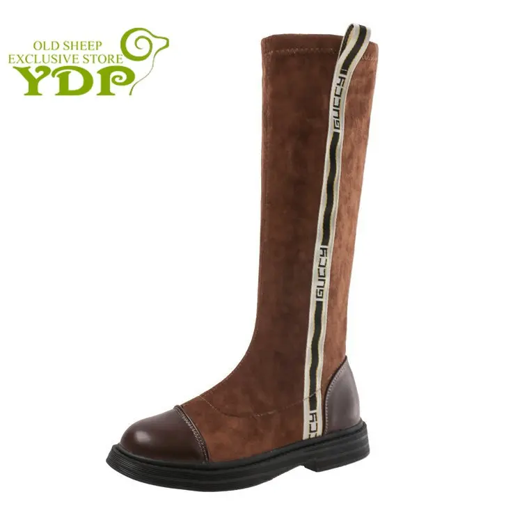 YDP/Осенняя женская обувь высокого качества из флока на платформе женские ботинки