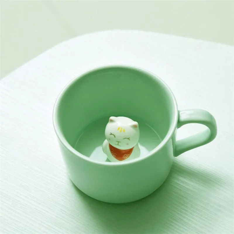 Кофейные кружки с 3D рисунком животных крышкой милые кофейные чашки оригинальная