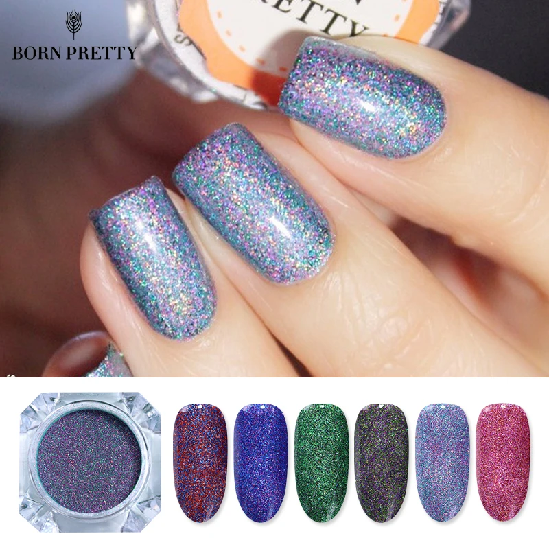 BORN PRETTY звездный блеск для ногтей Порошковая голографическая Лазерная блестящая пыль маникюр Дизайн ногтей украшения
