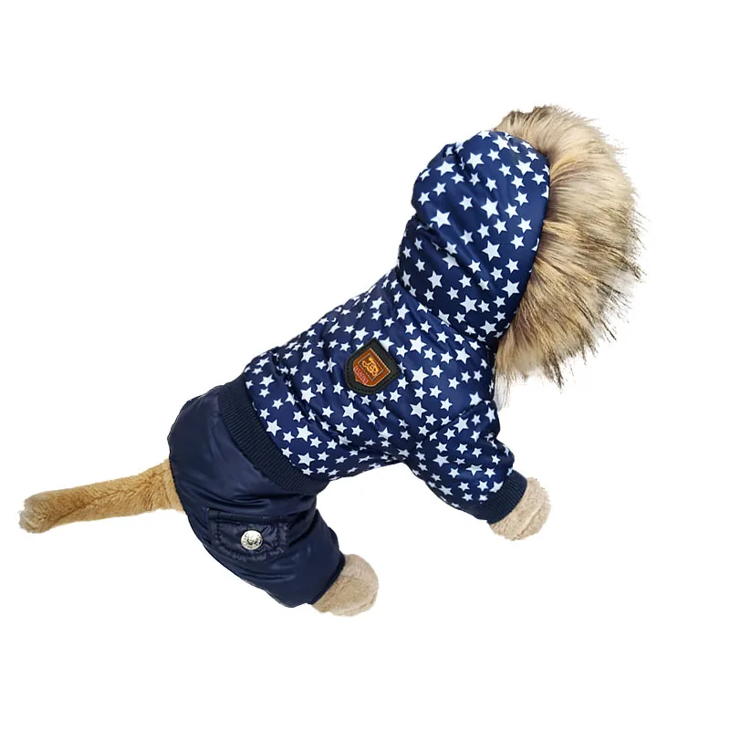 New Star Pattern Pet Dog Clothes Warm Jacket Coat For Small Dogs Windbreaker Dog Coat Thicker Cotton Hooded Coat For Chihuahua